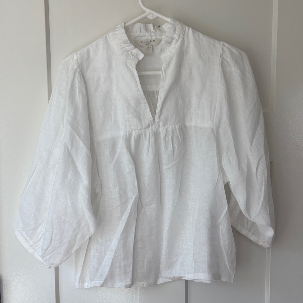 Garnet Hill white linen blouse